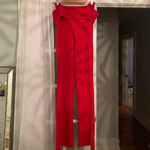 By The Way Aubrey Off Shoulder Jumpsuit In Red - Picture 3 of 5